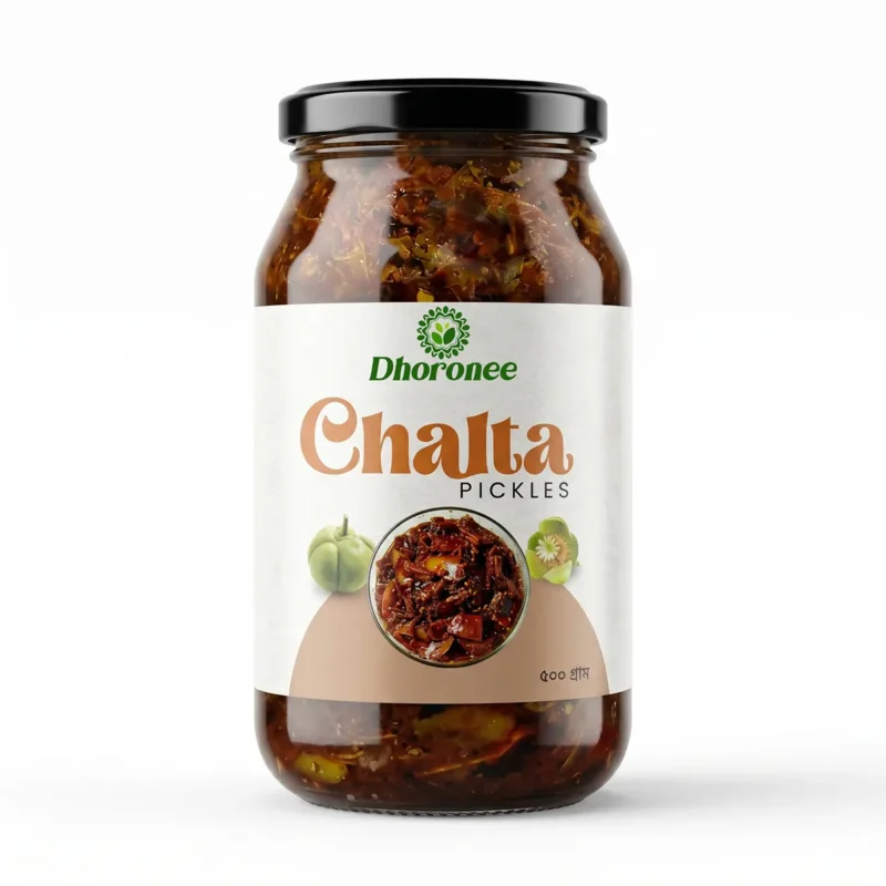 Dhoronee chaltar achar chalta pickle 500g jar packaging
